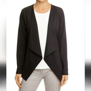 KAARI BLUE Black open front shawl collar blazer. Size Large
